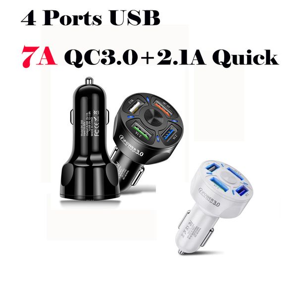 4 Ports Multi USB Auto Ladegerät 48W Schnell 7A Mini Schnellladung QC3.0 Für iPhone 12 13 XS Xiaomi Huawei Handy Adapter Android Geräte