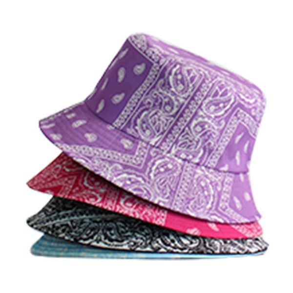 

wide brim hats spring summer sunshade men's women's bucket hat fisherman cap outdoor outing beach sunscreen black printed double-s, Blue;gray