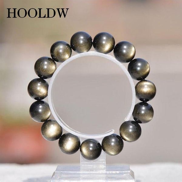 

natural stone 6a black gold obsidian bracelets bangle jewelry 6mm 8mm 10mm 12-20mm round beads bracelet for men women charm, Golden;silver