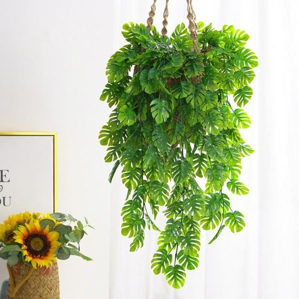 

decorative flowers & wreaths 76cm wall hanging monstera leaves rattan artificial plant vine tropical fake leaf ivy plastic tree foliage for