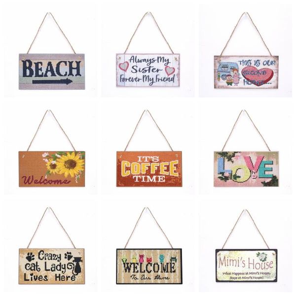 

diamond painting 5d tag wall hanging door diy embroidery art reminding beach home trim decoration crafts