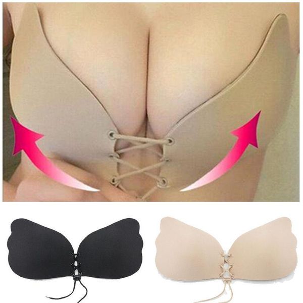 

gym clothing women ladies fashion silicone push-up strapless backless self-adhesive magic stick invisible sports bra, White;black