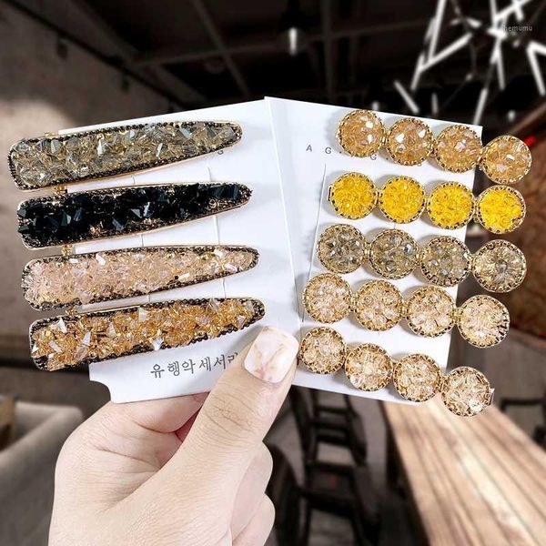 

2pcs/set rhinestone hair clip girls duckbill barrette water drop geometric hairpins styling accessories for women 20211