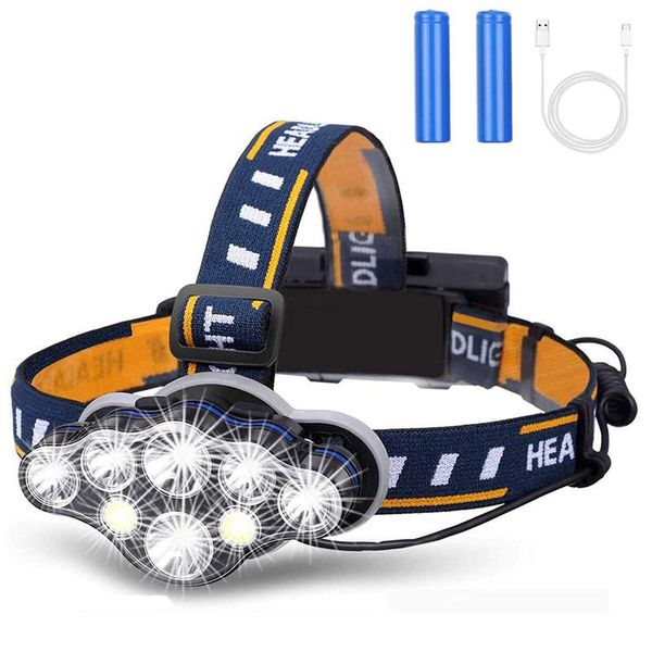 

headlamps rechargeable headlamp ultra bright 8led headlight with white red lights waterproof led head torch for camping fishing