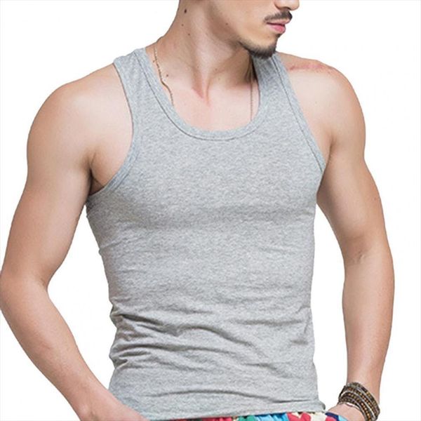

durable tanks solid color breathable men cotton compression under base layer sport fashion for daily life, White;black