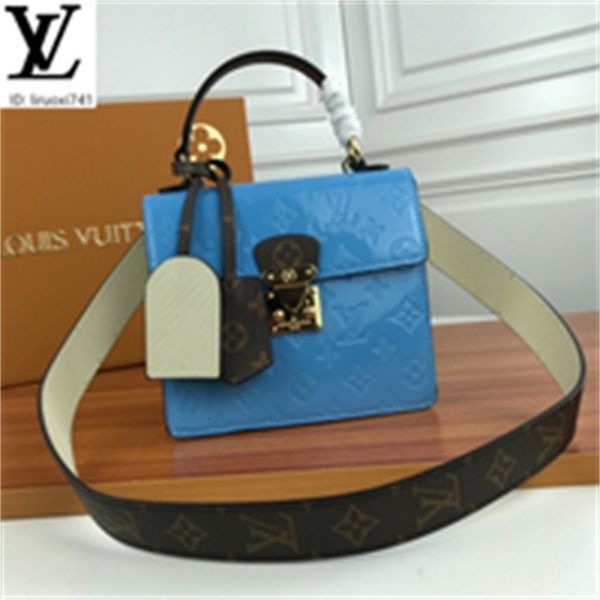 

brand designer luxury xpbz m90375 patent leather shoulder bag blue women handbags iconic bags handles shoulder bags totes cross body bag