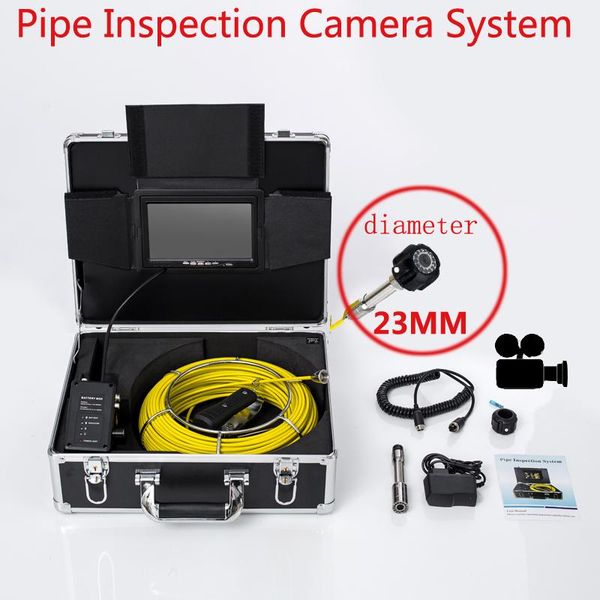 

cameras 23mm/17mm/6.5mm camera head pipeline industrial endoscope 20m cable 7'' lcd sewer drain pipe cleaner inspection with dvr
