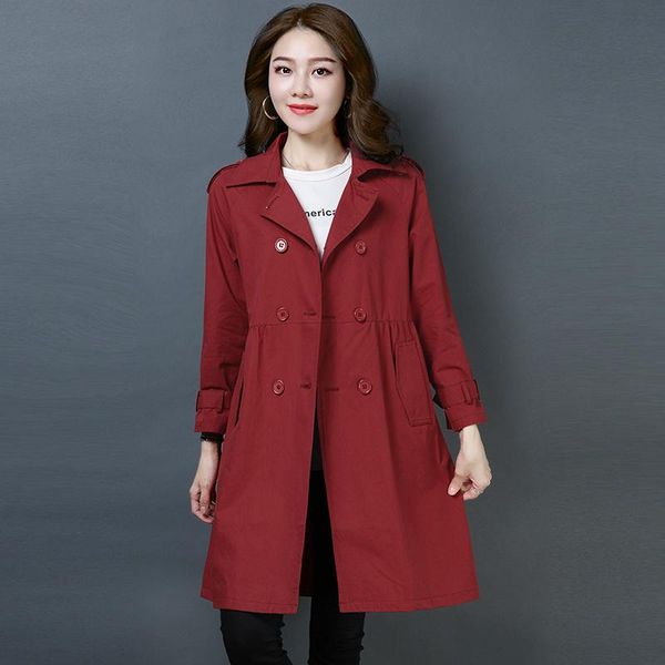 

women's trench coats 2021 spring autumn fashion women coat casual double-breasted outerwear long womens windbreakers plus size overcoat, Tan;black