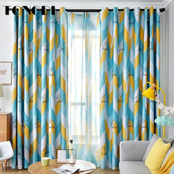 

blackout curtains elegant bright color geometric printing decoration for french window home parlou bedroom livingroom curtain & drapes