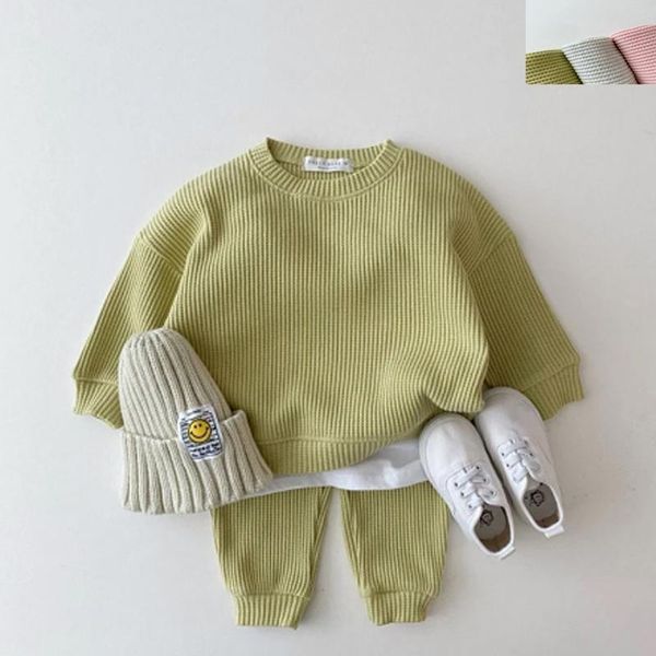 

clothing sets baby tracksuits for girls cotton knitting pullovers +pants clothes boys born toddler outfits loose, White