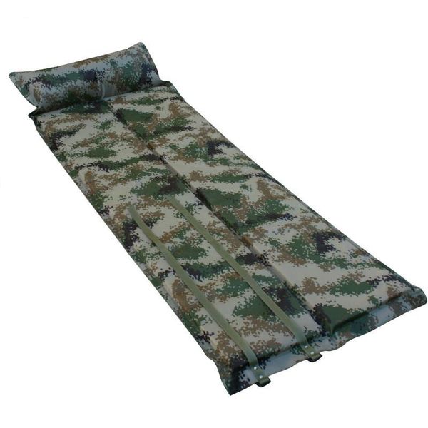 

outdoor travel camping mat foldable automatic inflatable cushion thick waterproof camouflage tent mats sleeping with pillow pads