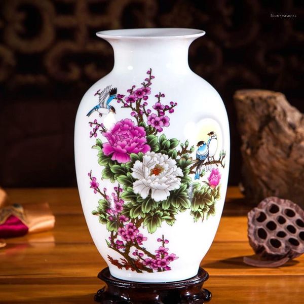 

chinese peony flower vase ceramic vases pottery decoration living room arrangement home simple tv cabinet gift1