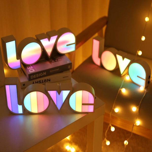

ledlove light box diy deskdecorative festival atmosphere girlfriend birthday gift usb 3* battery rainbow table lamps