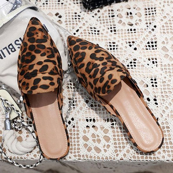 

slippers 2021 summer mules shoes women leopard beach woman sabot flat casual zapatos de mujer kapcie, Black