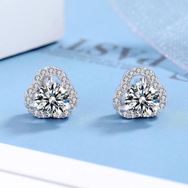 

other s925 sterling silver clover earrings diamond-studded fashion accessories stud fine water drop women, Golden;silver