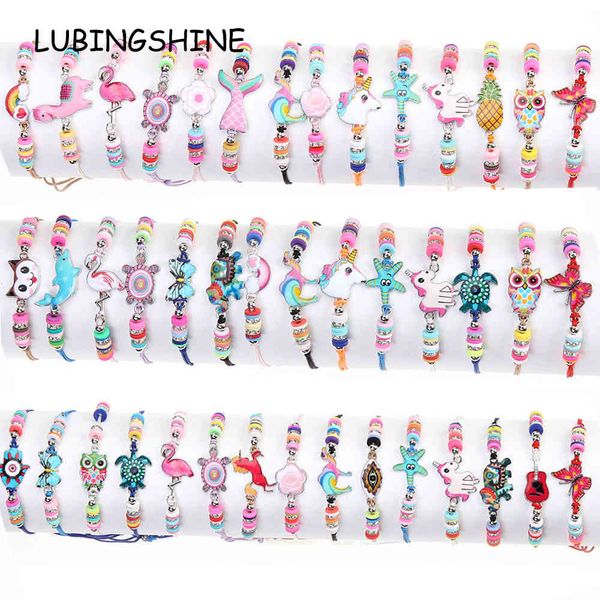 

bohemian alloy painted oil soft pottery animal woven bracelet set, Golden;silver