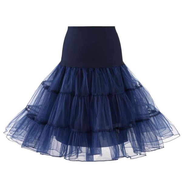 

skirts retro women solid color wedding bridal underskirt crinoline tutu-tulle petticoat, Black