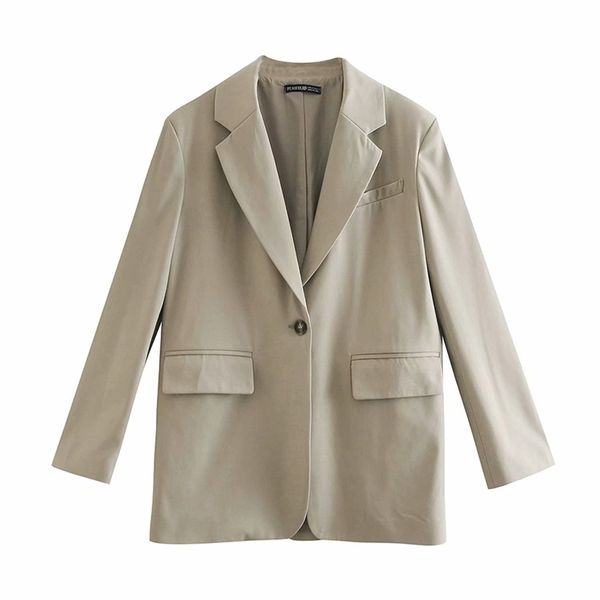 

fashion spring autumn women solid color jackets work office lady suit slim a buckle business female coat 210531, Black;brown