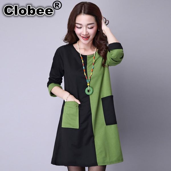 

casual dresses 2021 winter style fashion women clothing loose was thin stitching fat plus thick velvet dress size warm, Black;gray