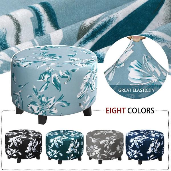 

cushion/decorative pillow ottoman flower printed stool cover furniture protector covers jacquard elastic round home decoration slipcover cha