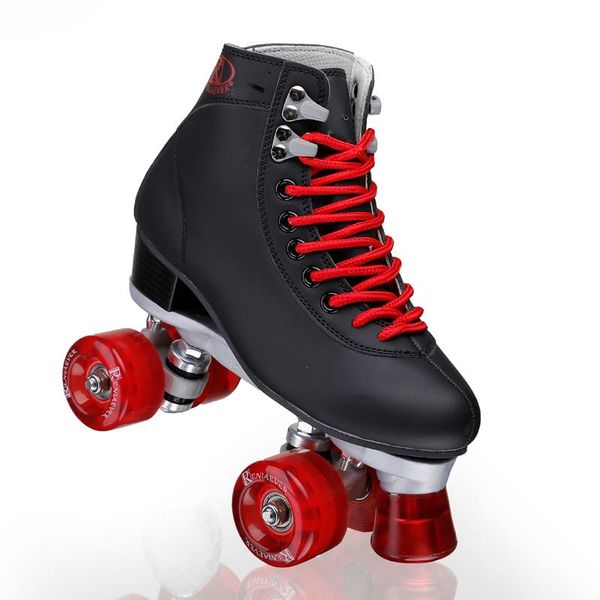 

inline & roller skates women's black and wine red 4 wheels shoe high-toe quad