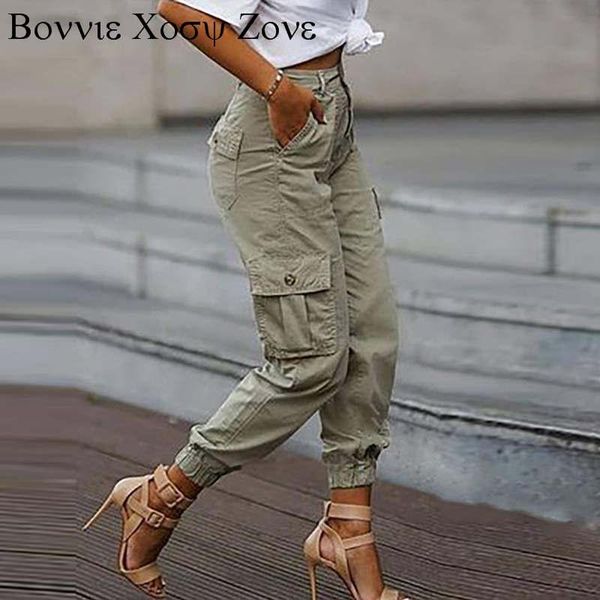 

women's pants & capris autumn solid pockets design casual cargo women fashion elegant long oversized fit 3xl, Black;white