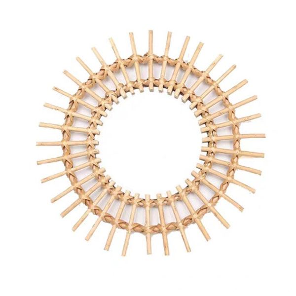 

mirrors rattan innovative art decoration round makeup mirror dressing bathroom wall hanging craft dropship