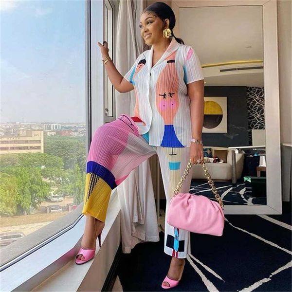 

two piece set women summer short sleeve shirt and pant suits streetwear casual sets outfits drop wholesale 211007, White