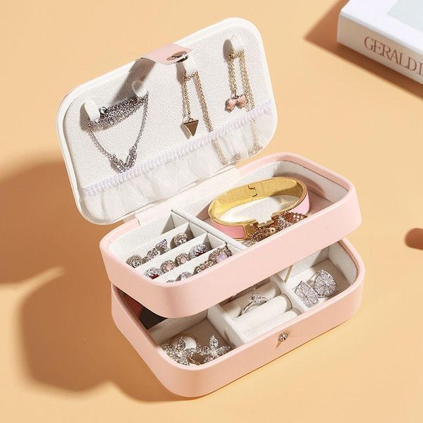 

double jewelry storage box pu leather jewel bags