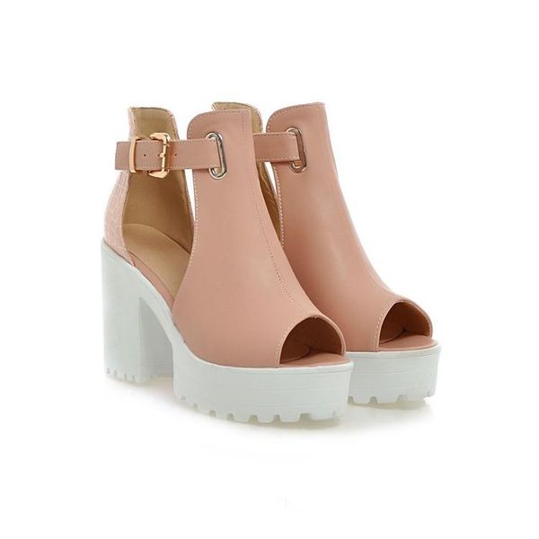 

fashion ladies shoes big size summer sandals women 2021 female thick heel high heels peep toe sandalias plataforma 9933, Black