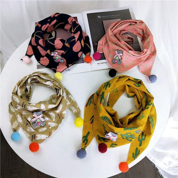 

scarves & wraps fashion 2021 winter animal printed triangle stars children's cotton boys/girls/kid scarf neckerchief collar lic childre, Red;brown