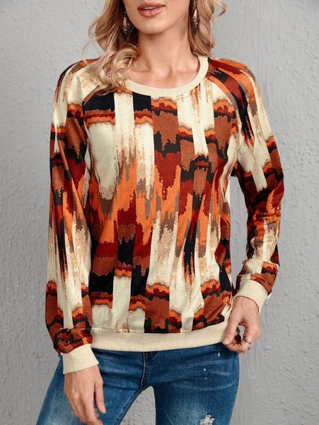 

emery rose brush print raglan sleeve pullover t07a#, White;black