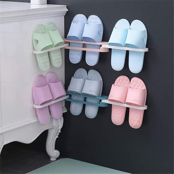 

towel racks bathroom slippers rack wall mounted shoe organizer folding holder shoes hanger self adhesive storage