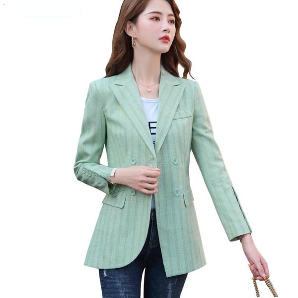 

women's suits & blazers woman female pink apricot green stripe blazer autumn winter outwear casual jackets slim double breasted s-5xl c, White;black