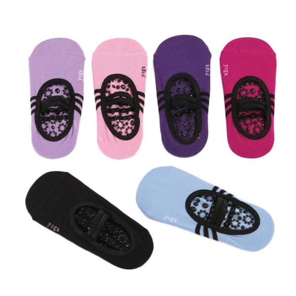 

sports socks pure cotton backless yoga women anti-skid silicone hemming autumn winter dance ladies sport pilates ballet, Black
