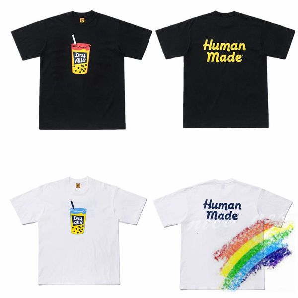 

men's t-shirts printing pearl milk tea made human t-shirt male summer style casual fashion, White;black