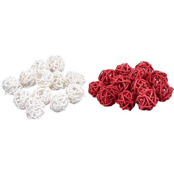 

party decoration 24pcs 3cm rattan wicker ball for garden, wedding, - 12pcs red & white