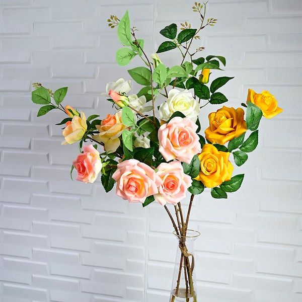 

decorative flowers & wreaths simulation five high hand moisturizing roses single glue home decoration flower arrangement rose artificial
