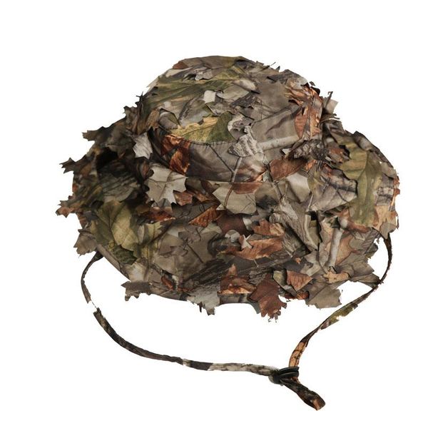 

bionic camouflage dead leaf round fisherman hat fishing hunting sunshade cap bird watching pography caps ghillie suit outdoor hats, Black;white