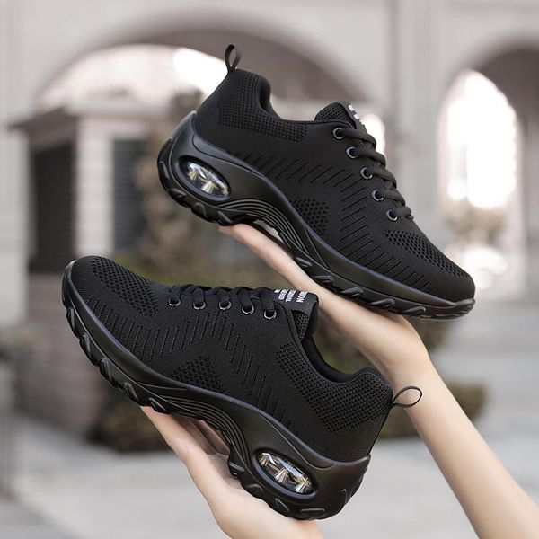 

women's fashion running shoes cushion sneakers red purple black spring cross-border fly weaving breathable trendy net rocking casual