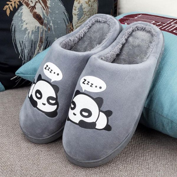 

slippers anime winter panda ladies home shoes for women 2021 fashion fluffy indoor kawaii cute furry fur slides, Black