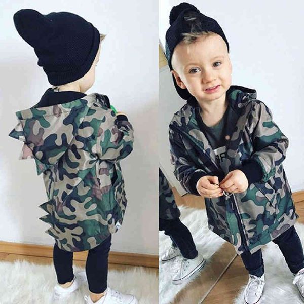 

boy coat autumn winter casual kid baby camouflage jacket zipper hooded outwear 1-5y 210515, Blue;gray