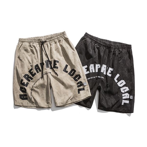 

2 colors mens shorts hip hop alphabet print sports cropped pants summer casual fashion style beach breathable, White;black