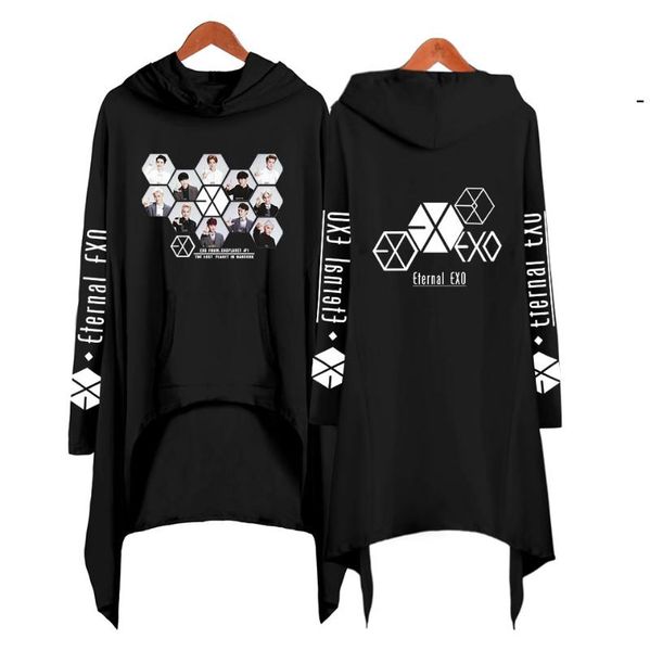 

women's hoodies & sweatshirts exo ablum ulzzang sweatshirt fashion bohemia hoodie women long and loose harajuku girls pullovers, Black