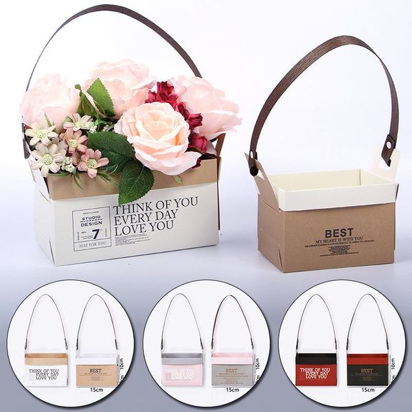 

gift wrap double sided waterproof portable flower boxes handy bags packing rose flowers bouquet baskets for wedding party decoration