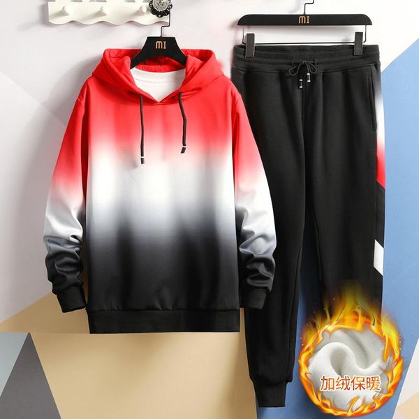 

women's two piece pants sondr 2021 autumn and winter fashion korean elastic waist + gradual change sweatshirt set leisure jogging 2-pi, White