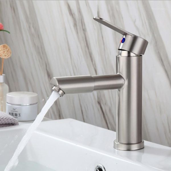

stainless steel bathroom basin faucet wire drawing 306 rotation single holder hole water mixer washbasin tap1