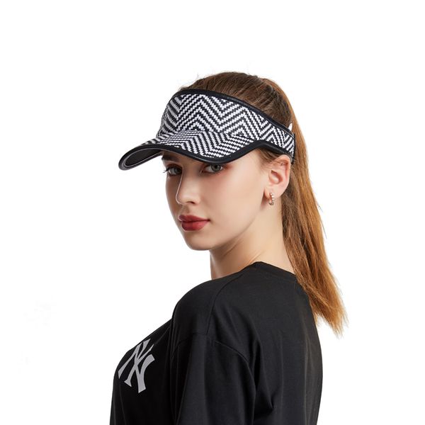 

new summer sun hat women stripe color transparent empty raffia exquisite sunshade hat visor caps outdoor ventilation sun hat, Blue;gray