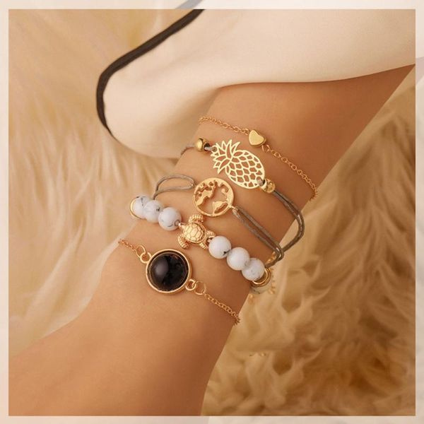 

bangle geometric map bohemia shell tassel bracelets for women party jewelry, Black