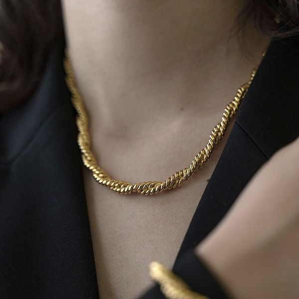 

chains double twist rope chain necklace for women minimalist punk jewelry streetwear items wholesale dropship suppli, Silver
